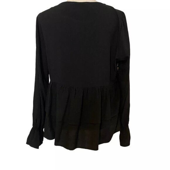 Savanna Jane Womens Boho Embroidered Peasant Blouse Black/Multi-Colored bohemian - Picture 2 of 7